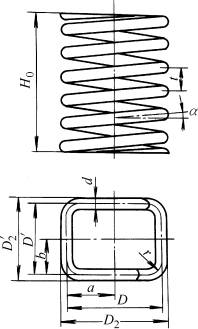 矩形柱螺旋压缩弹簧的几何参数